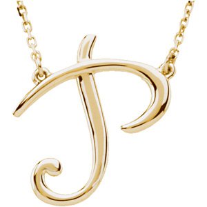 14K Yellow Script Initial P 16 Necklace