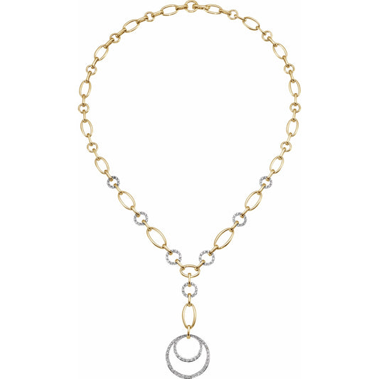 14K Yellow & 14K White 5/8 CTW Diamond 16 Necklace with 2 Drop