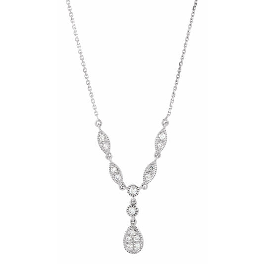 14K White 1/4 CTW Diamond Y 18 Necklace