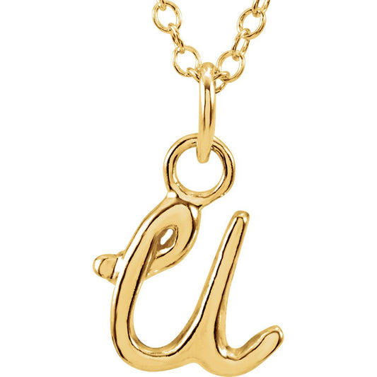 14K Yellow Script Lowercase Initial U 18 Necklace