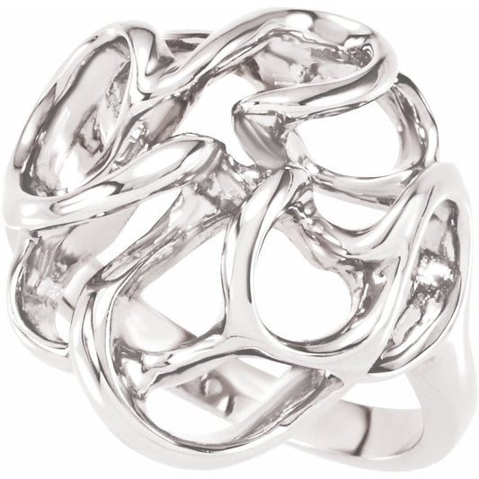 14K White Freeform Ring