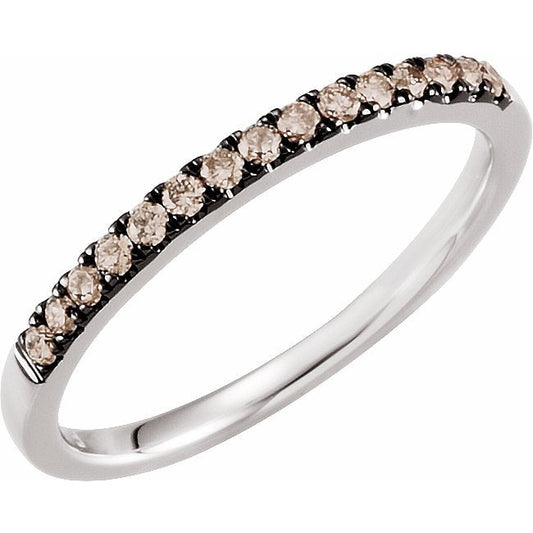 14K White 1/5 CTW Brown Diamond Band