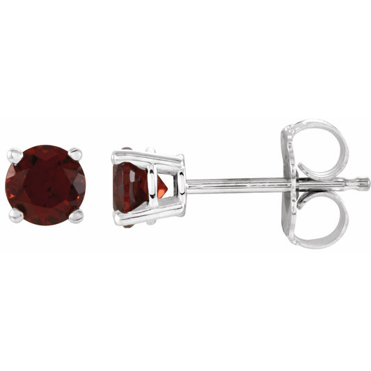 14K White 4 mm Round Mozambique Garnet Earrings