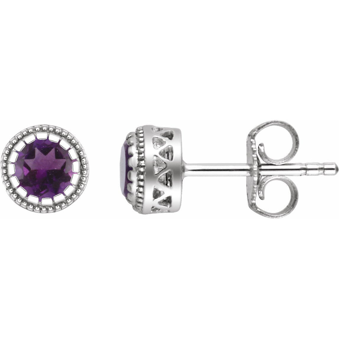 14K White Amethyst February Birthstone Earrings