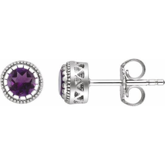 14K White Amethyst February Birthstone Earrings