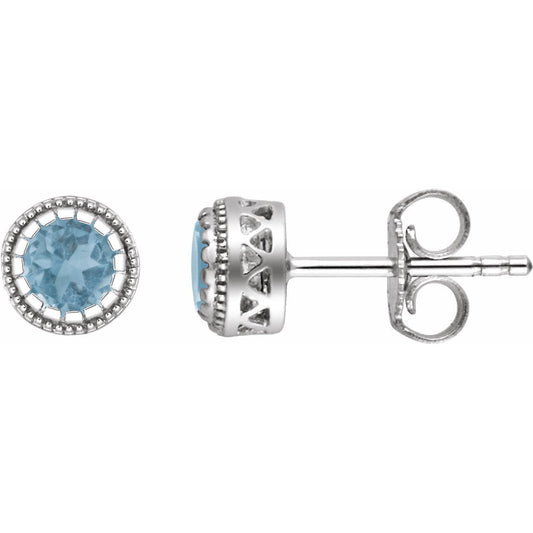 14K White Swiss Blue Topaz December Birthstone Earrings