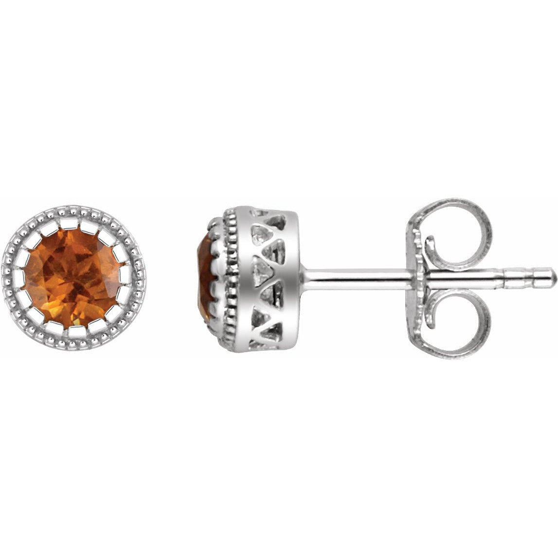 14K White Citrine November Birthstone Earrings