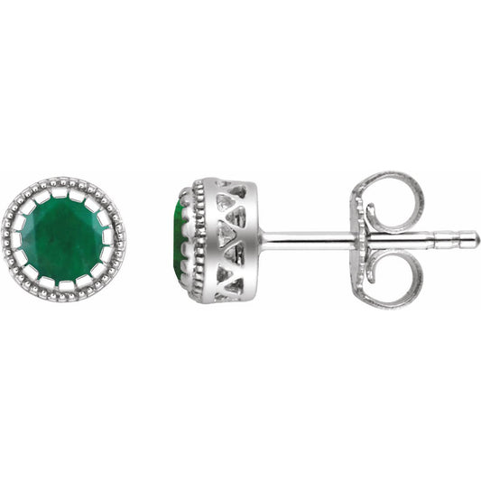 14K White Emerald May Birthstone Earrings