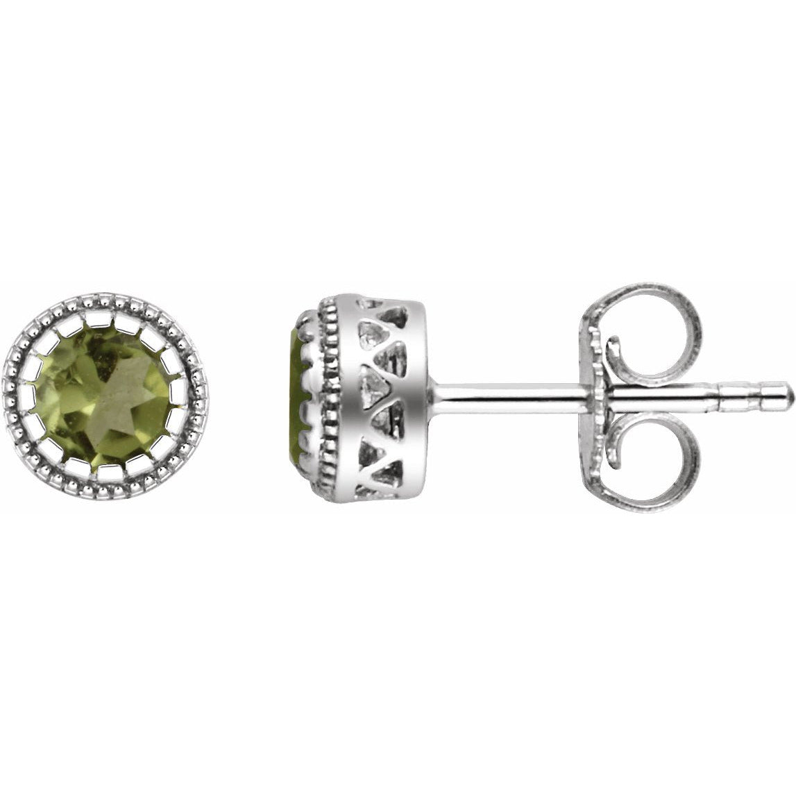14K White Peridot August Birthstone Earrings