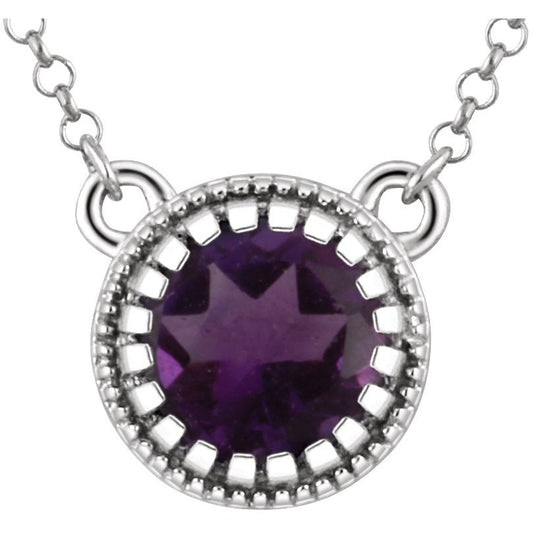 14K White Amethyst February 18 Birthstone Necklace