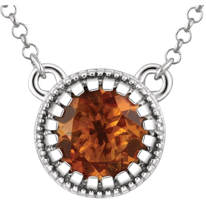 14K White Citrine November 18 Birthstone Necklace