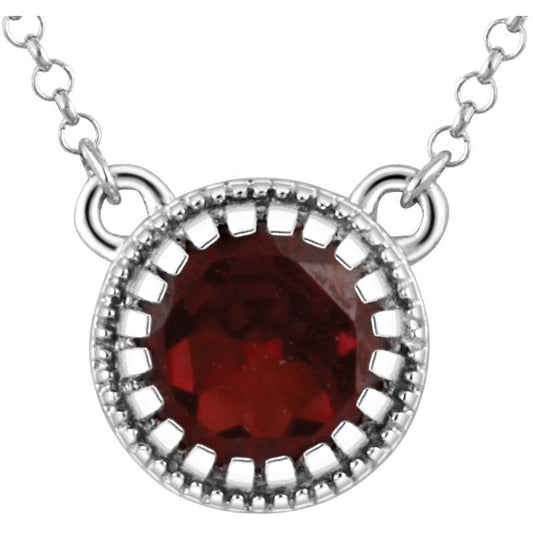 14K White Garnet January 18 Birthstone Necklace