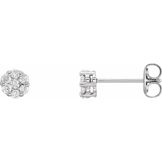 14K White 1/4 CTW Diamond Cluster Earrings