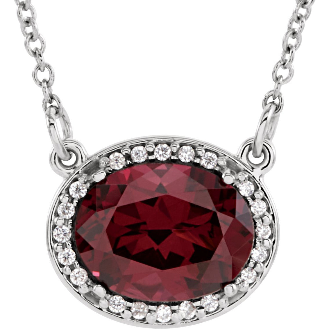 14K White Rhodolite Garnet & .05 CTW Diamond 16.5 Necklace