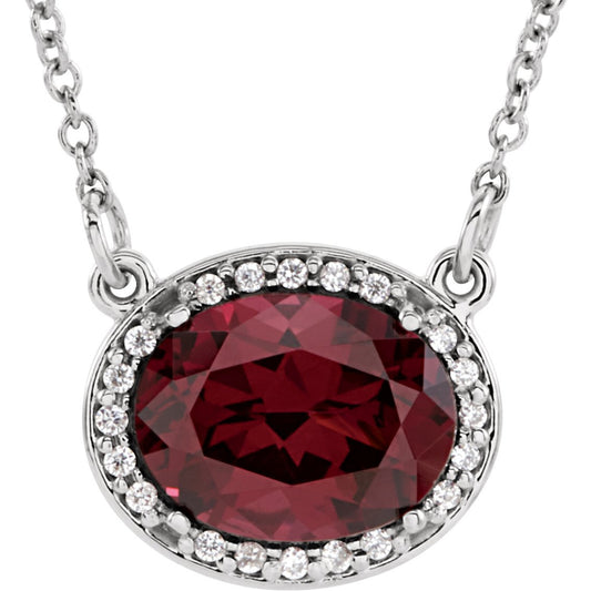 14K White Rhodolite Garnet & .05 CTW Diamond 16.5 Necklace