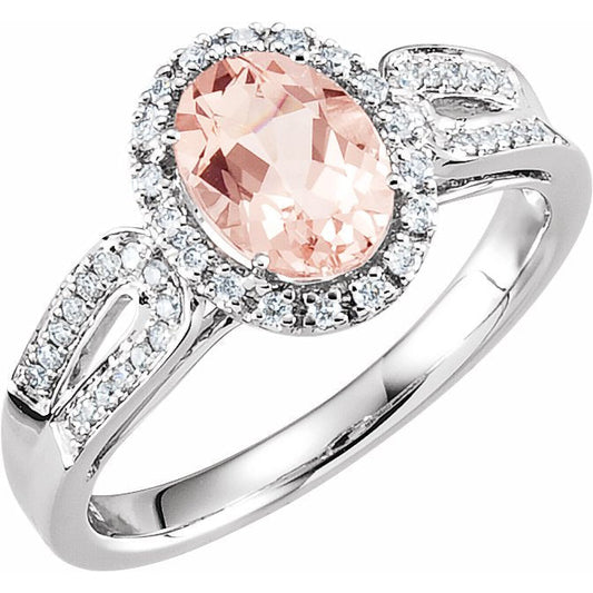 14K White Morganite & 1/5 CTW Diamond Ring