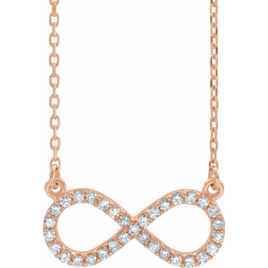 14K Rose 1/6 CTW Diamond Infinity 17 Necklace