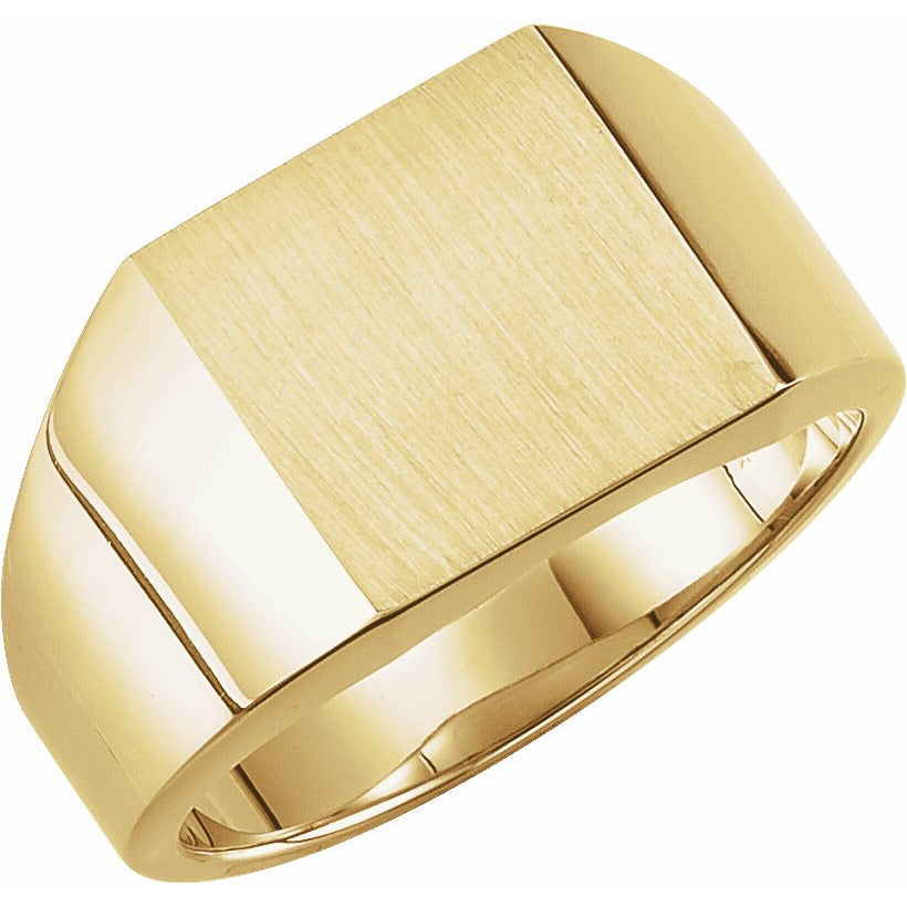 14K Yellow 12 mm Square Signet Ring
