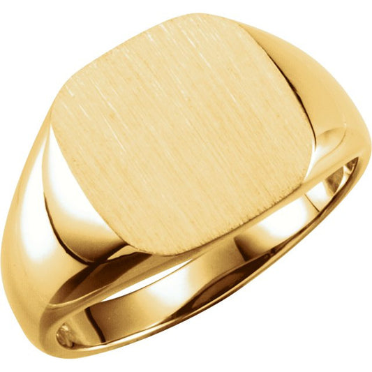 14K Yellow 11 mm Square Signet Ring