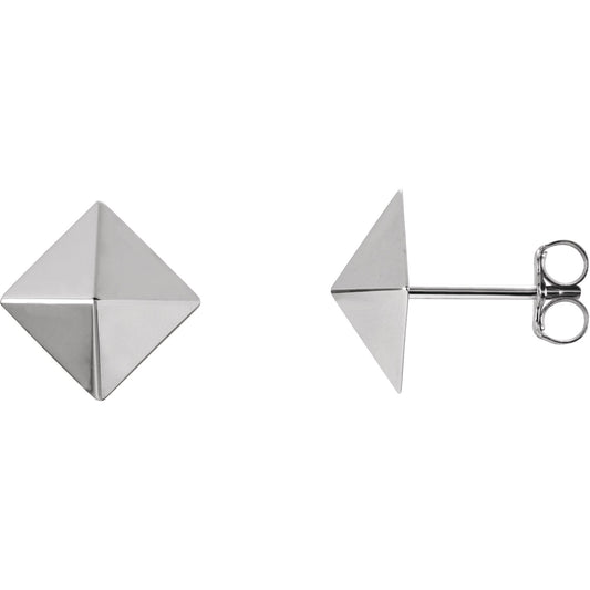 14K White Pyramid Earrings