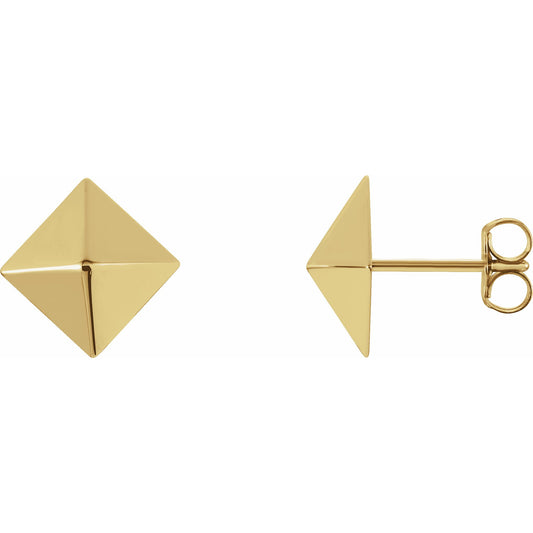 14K Yellow Pyramid Earrings
