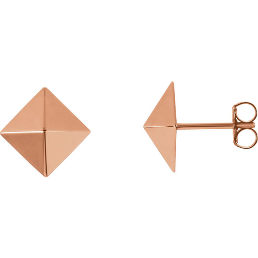 14K Rose Pyramid Earrings