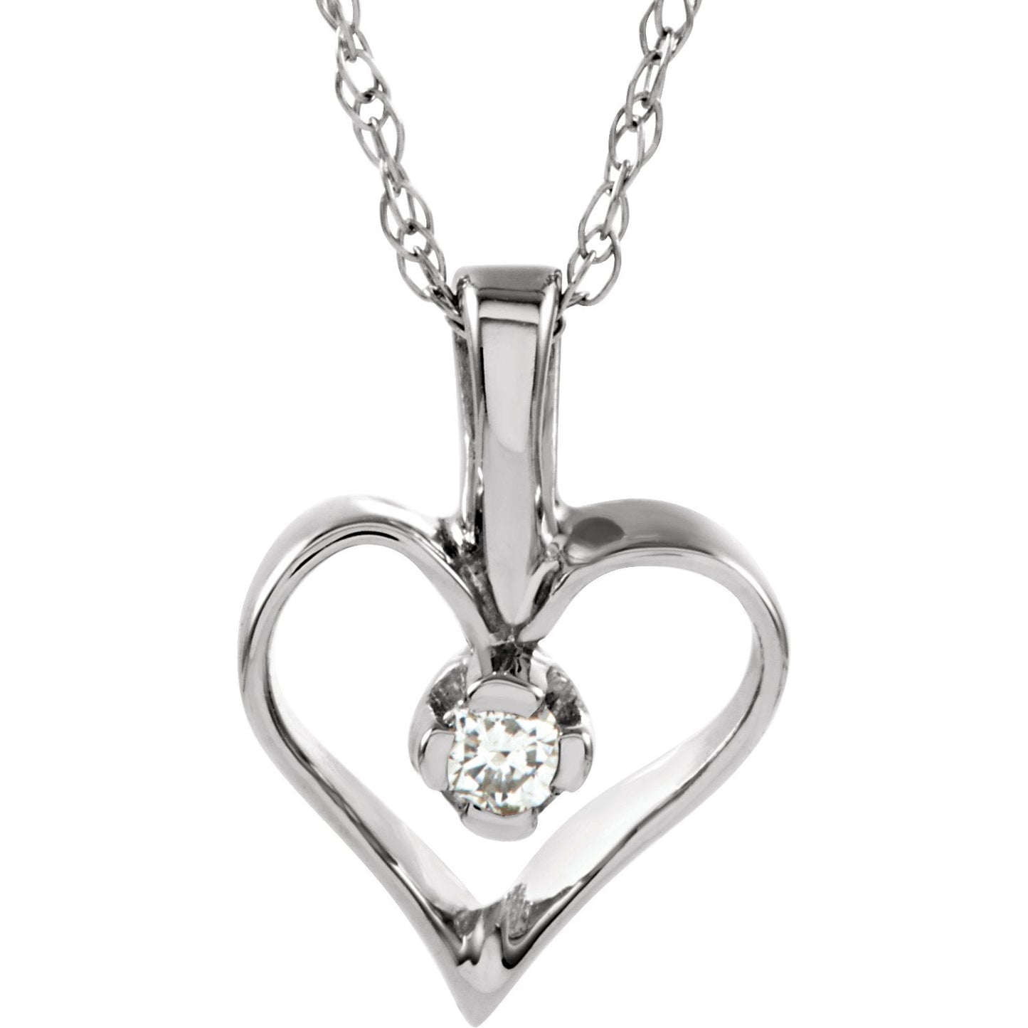 14K White .03 CTW Diamond Heart 18 Necklace