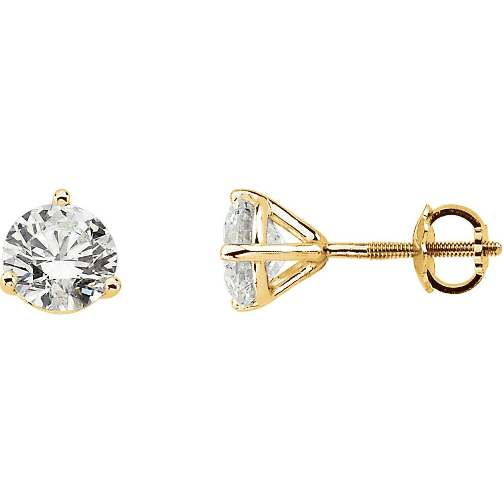 14K Yellow 3/4 CTW Diamond Stud Earrings