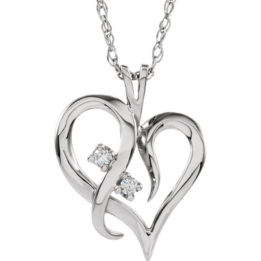 14K White .03 CTW Diamond Heart 18 Necklace