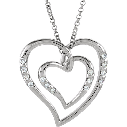14K White 1/10 CTW Diamond Heart 18 Necklace