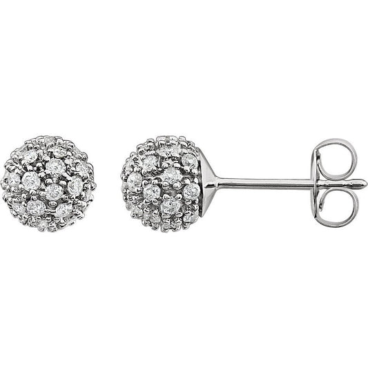 14K White 1/2 CTW Diamond Cluster Earrings