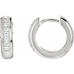 14K White .08 CTW Diamond 12.5 mm Huggies