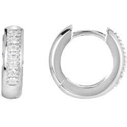 14K White 1/8 CTW Diamond 12.6 mm Huggies