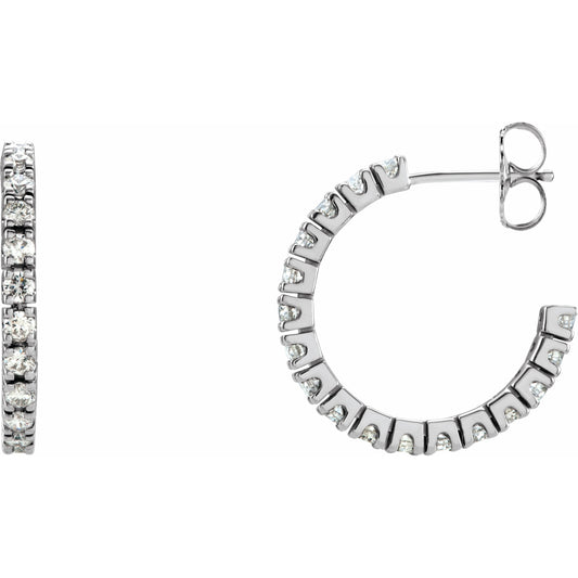 14K White 1 CTW Diamond 20.5 mm Hoop Earrings