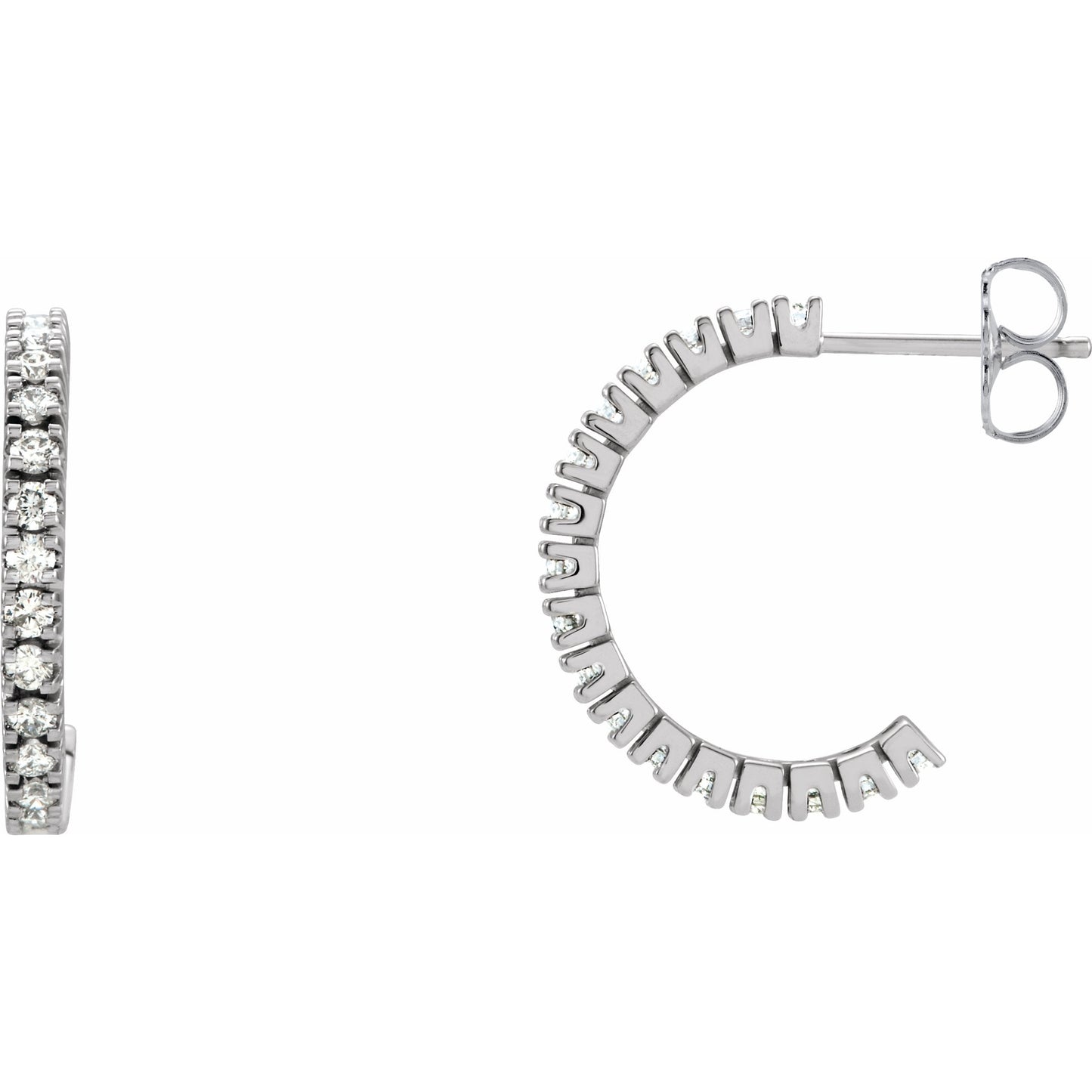 14K White 1/2 CTW Diamond 17.6 mm Hoop Earrings