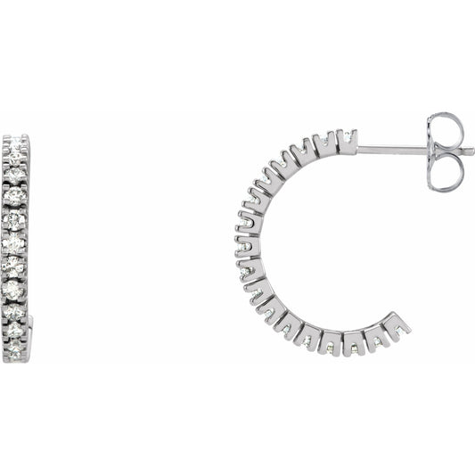 14K White 1/2 CTW Diamond 17.6 mm Hoop Earrings