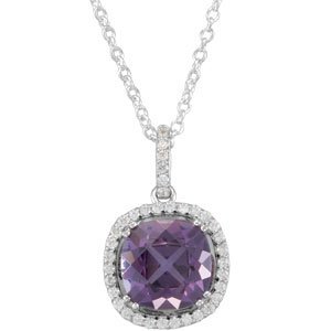 14K White Amethyst & 1/3 CTW Diamond 18 Necklace