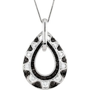 14K White 1/2 CTW Black & White Diamond 18 Necklace