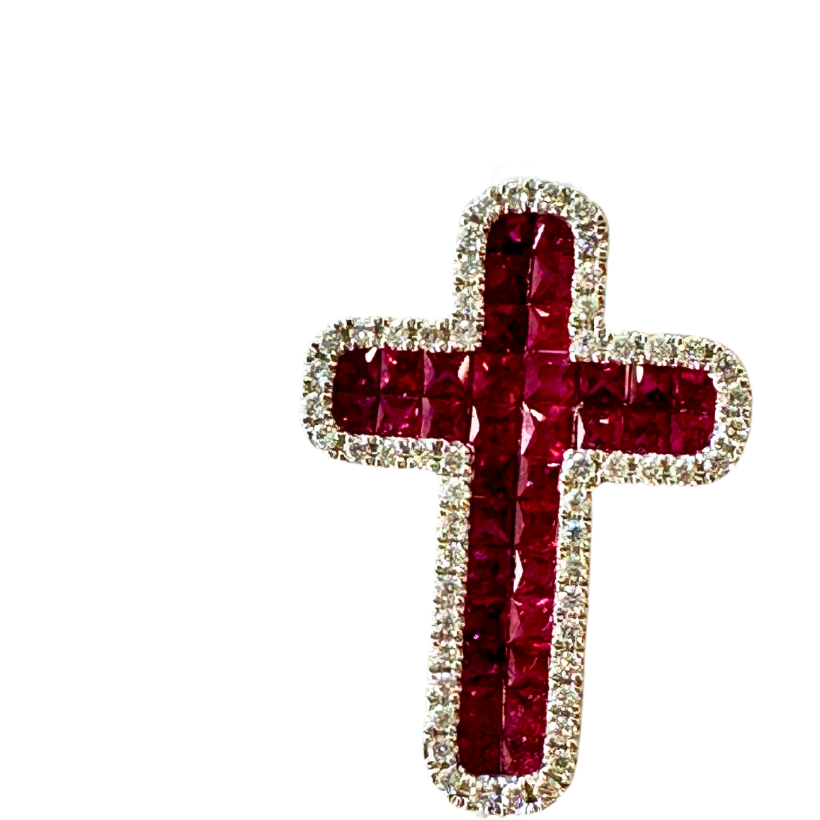 Maddaloni M18K Christian Cross Red Pendant