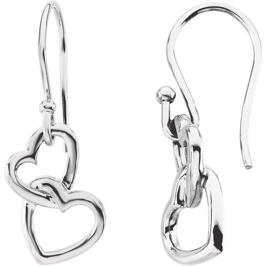 14K White 16.5x9.5 mm Interlocking Heart Earrings