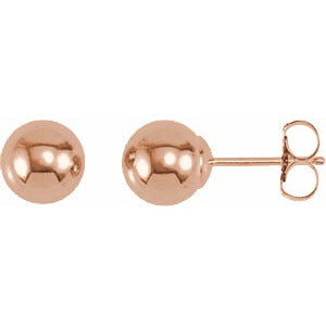 14K Rose 6 mm Ball Earrings