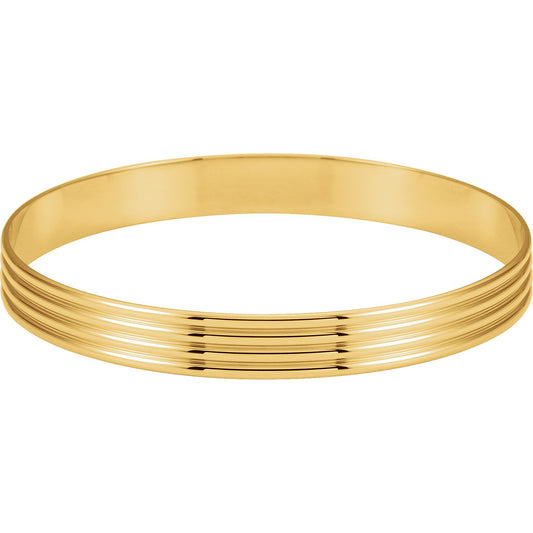 14K Yellow 8 mm Grooved Bangle Bracelet