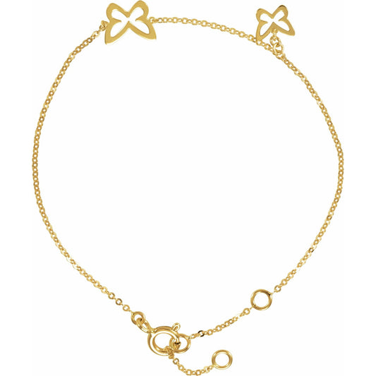 14K Yellow Butterfly Design 7 Bracelet
