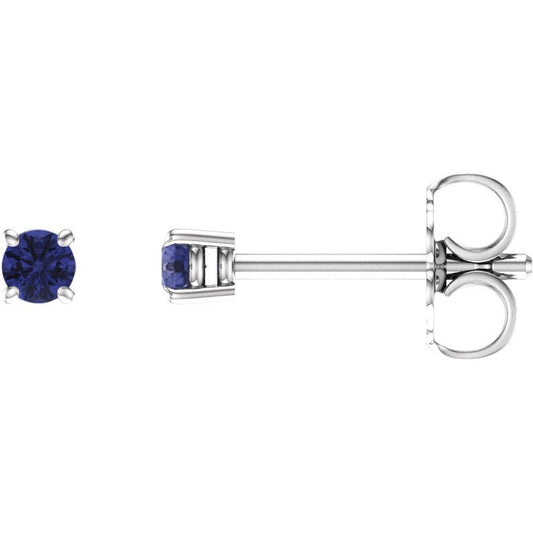 14K White 2.5 mm Round Tanzanite Earrings