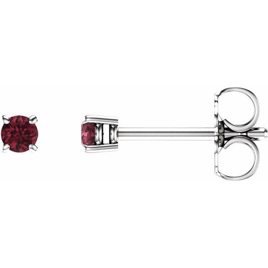 14K White 2.5 mm Round Mozambique Garnet Earrings