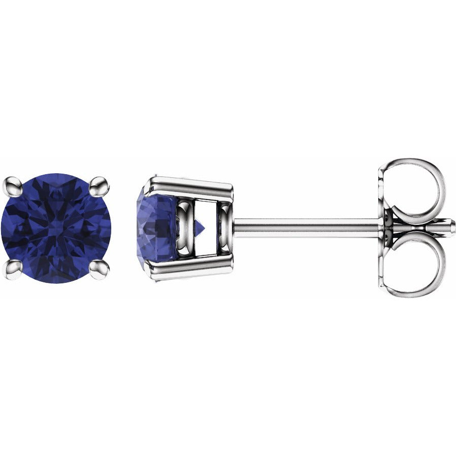 14K White 5 mm Round Tanzanite Earrings
