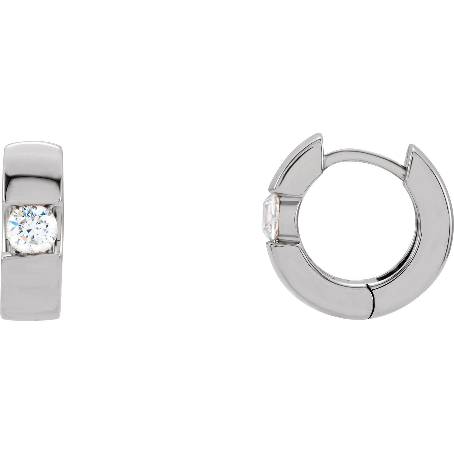 14K White 1/2 CTW Diamond Hinged Earrings