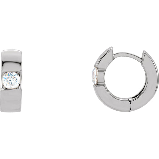 14K White 1/2 CTW Diamond Hinged Earrings