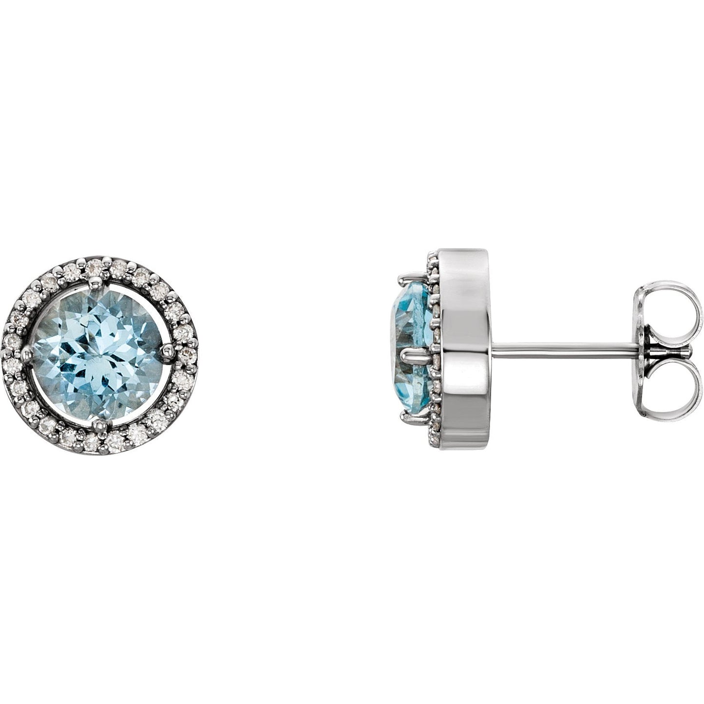 14K White Aquamarine & 1/6 CTW Diamond Earrings