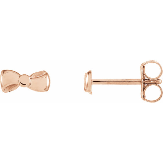 14K Rose 6.5x3.1 mm Bow Earrings